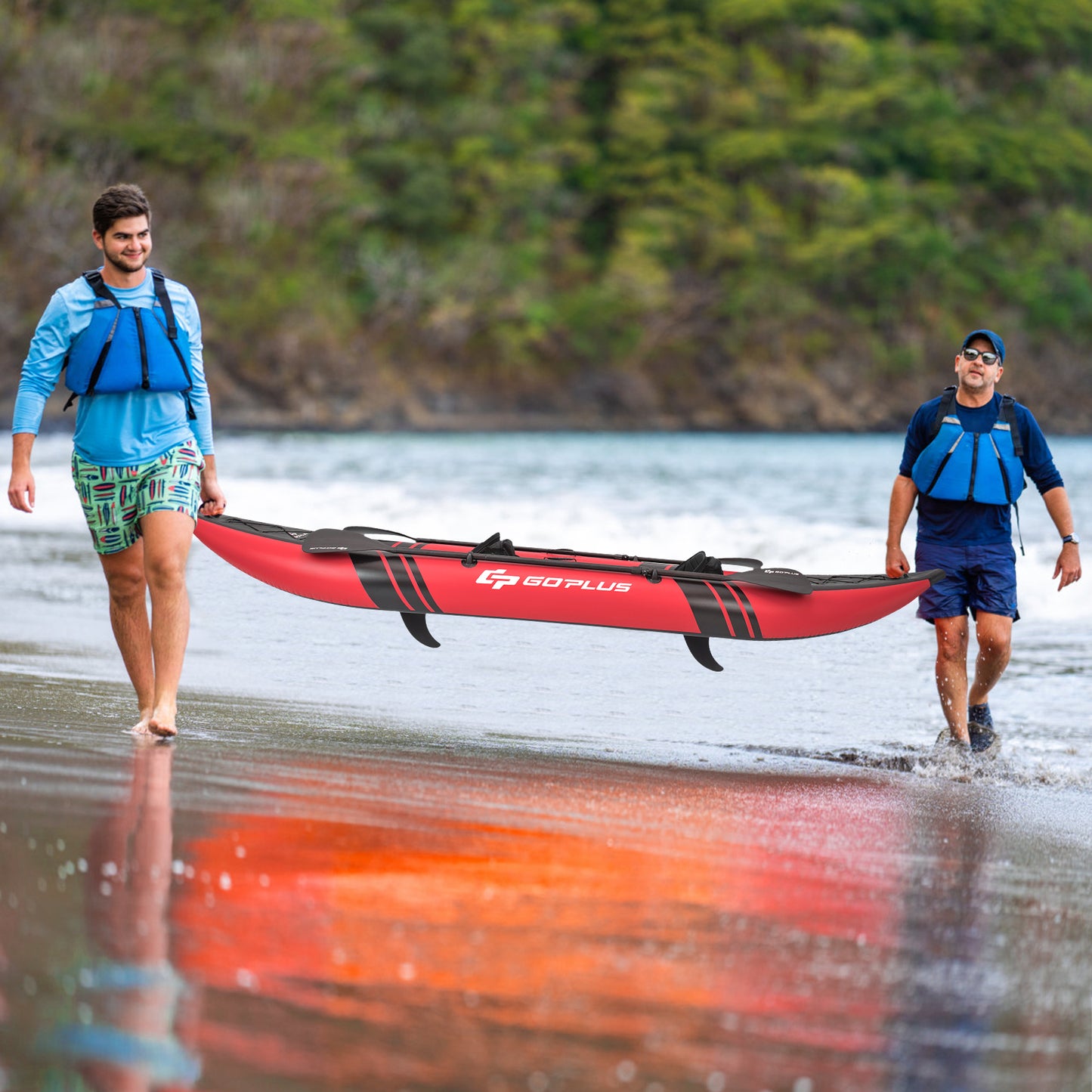 Inflatable 2-person Kayak Set with Aluminium Oars and Repair Kit-Red Kids Crystal