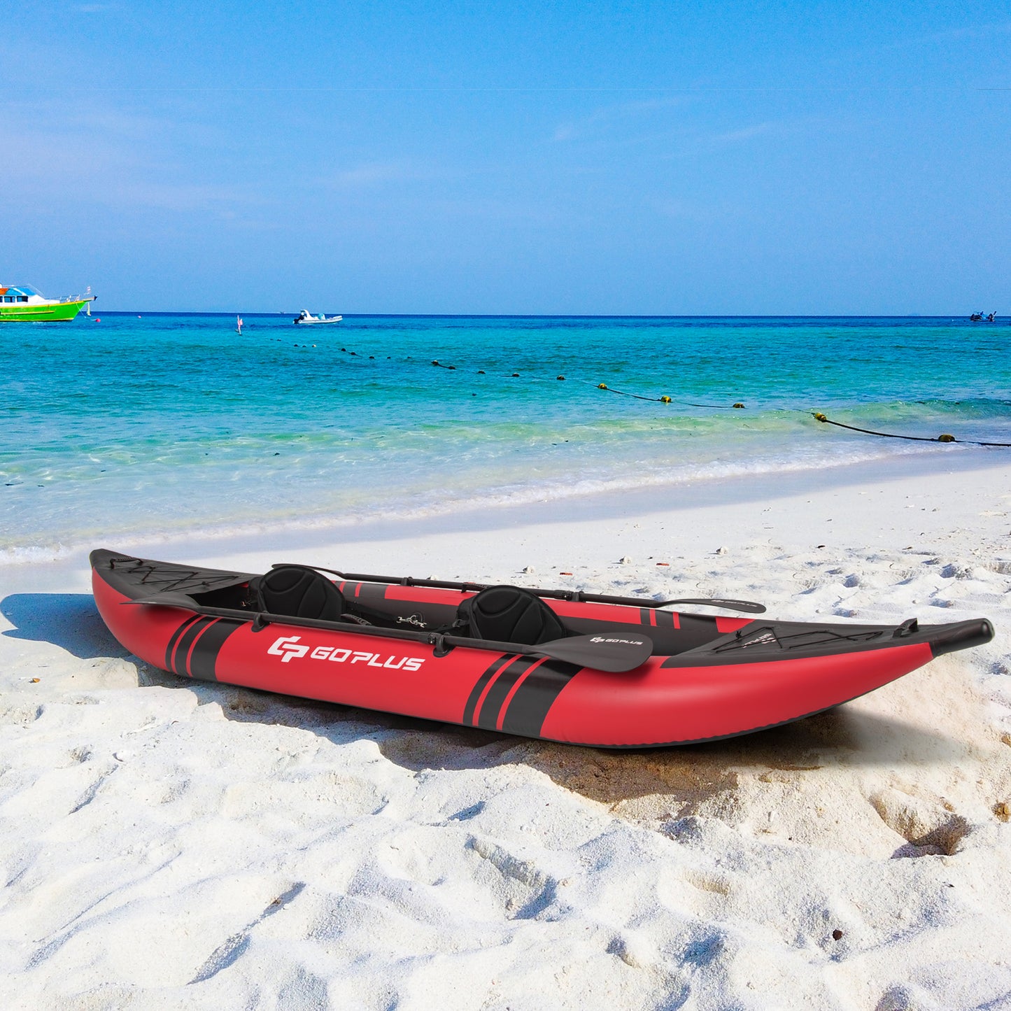 Inflatable 2-person Kayak Set with Aluminium Oars and Repair Kit-Red Kids Crystal