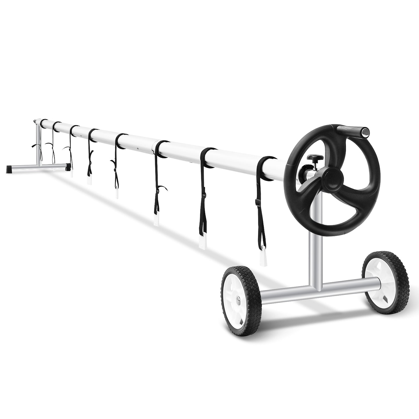 18 Feet Pool Cover Reel Set Aluminum In-ground Swimming Solar Cover Reel Kids Crystal