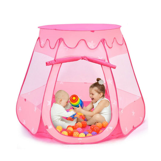 Pink Portable Kid Play House Play Tent with 100 Balls Kids Crystal