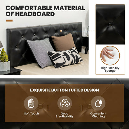 Full/Queen PU Leather Upholstered Platform Bed with 4 Drawers-Queen Size