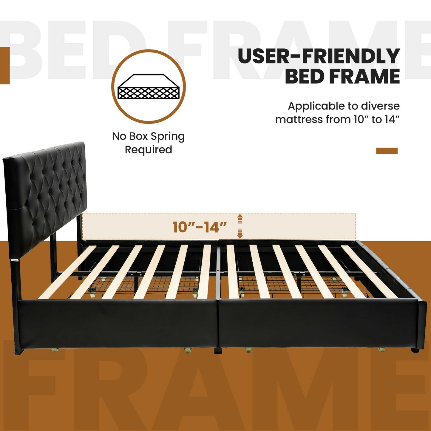 Full/Queen PU Leather Upholstered Platform Bed with 4 Drawers-Full Size Kids Crystal