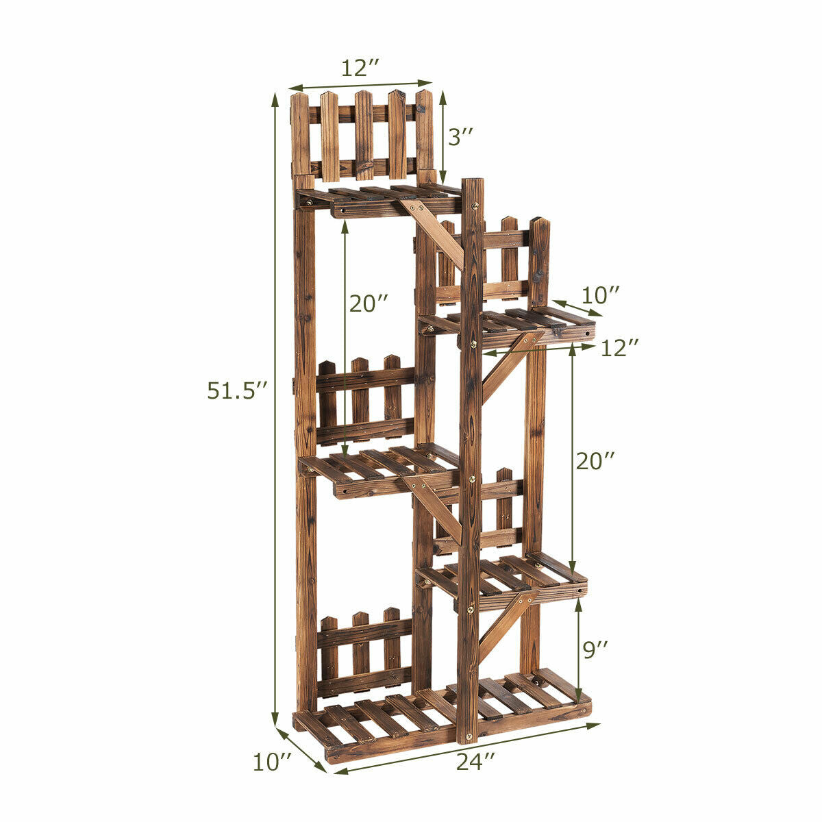 5-Tier Flower Rack Wood Plant Stand 6 Pots Display Shelf Kids Crystal