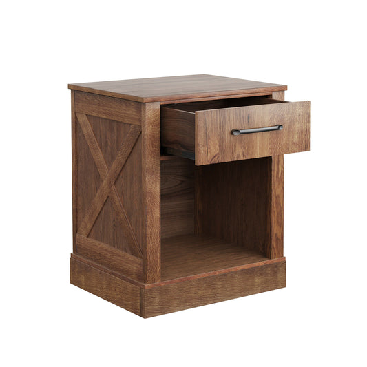 Compact Nightstand with Drawer and Shelf-Brown Kids Crystal