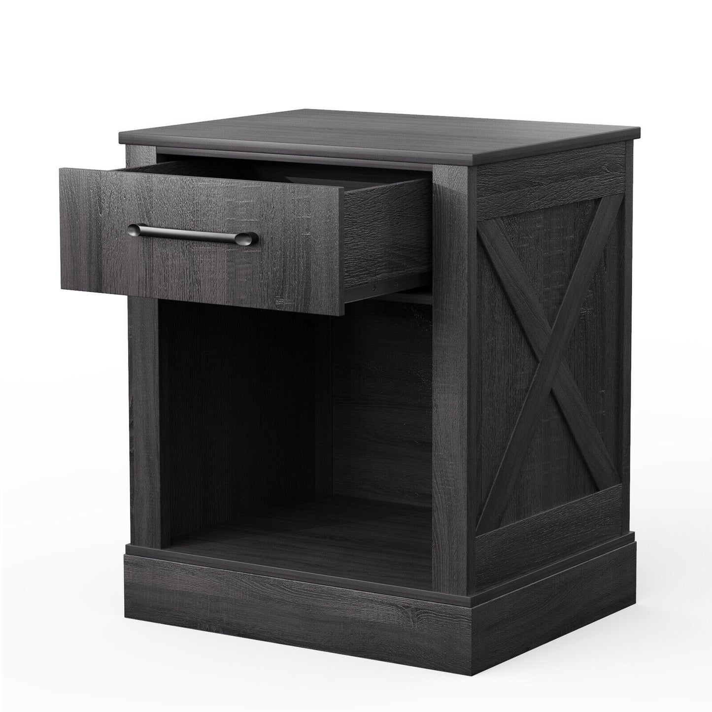 Compact Nightstand with Drawer and Shelf-Black Kids Crystal