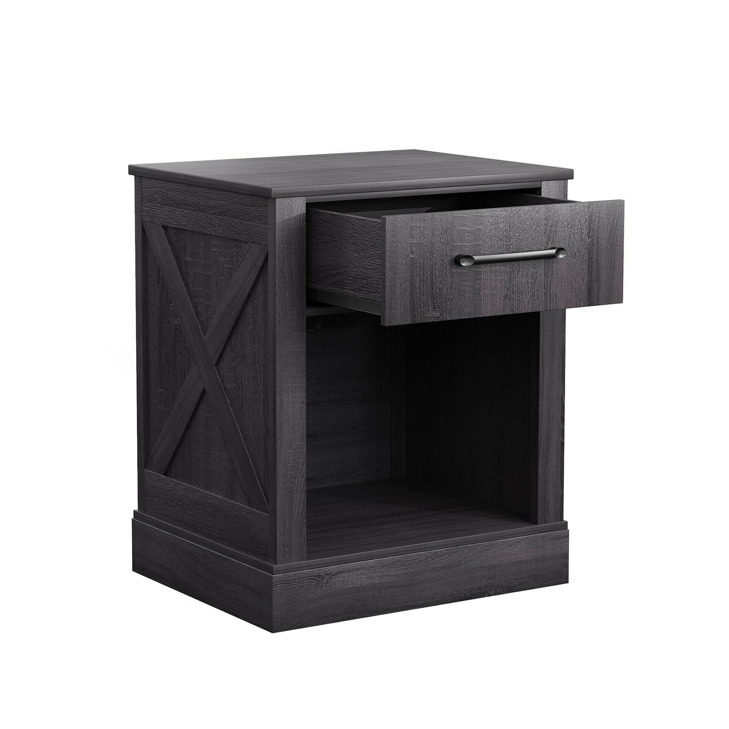 Compact Nightstand with Drawer and Shelf-Black Kids Crystal