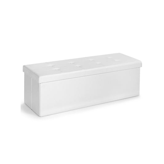 45 Inch Large Folding Ottoman Storage Seat-White Kids Crystal