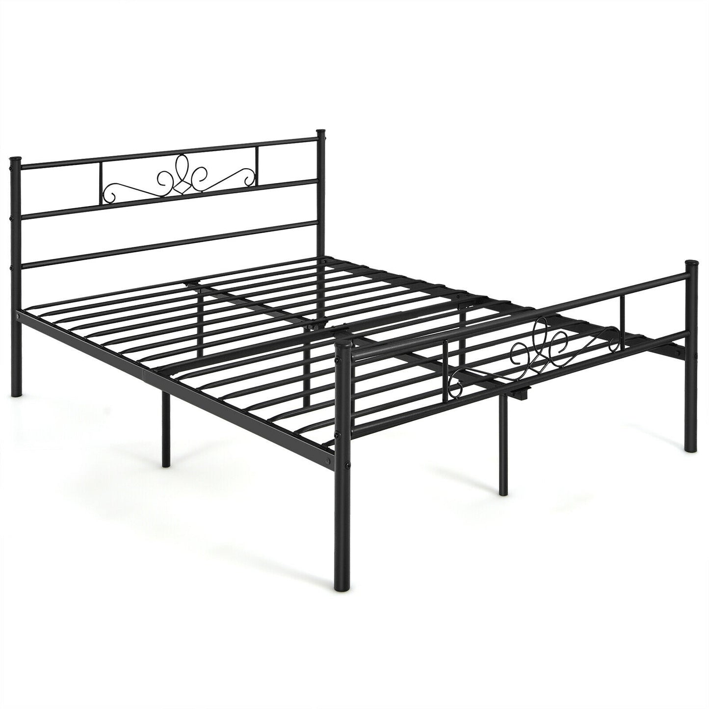 Twin/Full/Queen Size Metal Bed Frame with Headboard and Footboard-Full Size Kids Crystal