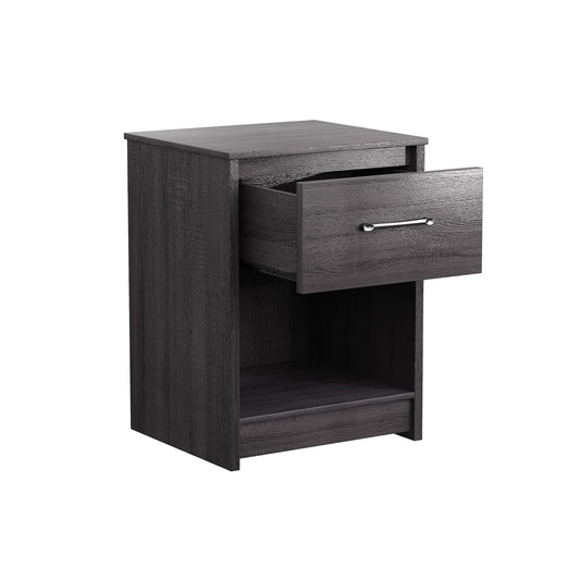 Wooden End Side Table Nightstand with Drawer Storage Shelf-Black Kids Crystal