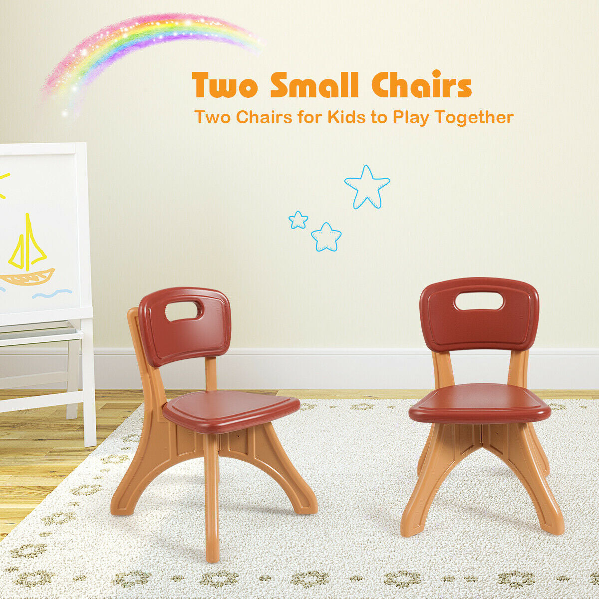 Kids Activity Table & Chair Set Play Furniture with Storage-Coffee Kids Crystal