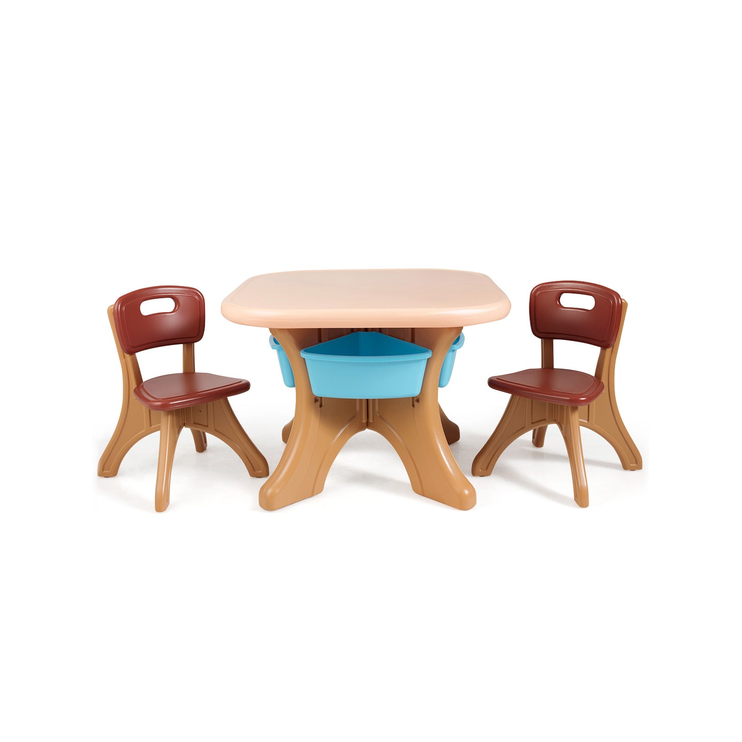 Kids Activity Table & Chair Set Play Furniture with Storage-Coffee Kids Crystal