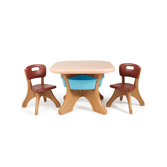 Kids Activity Table & Chair Set Play Furniture with Storage-Coffee Kids Crystal