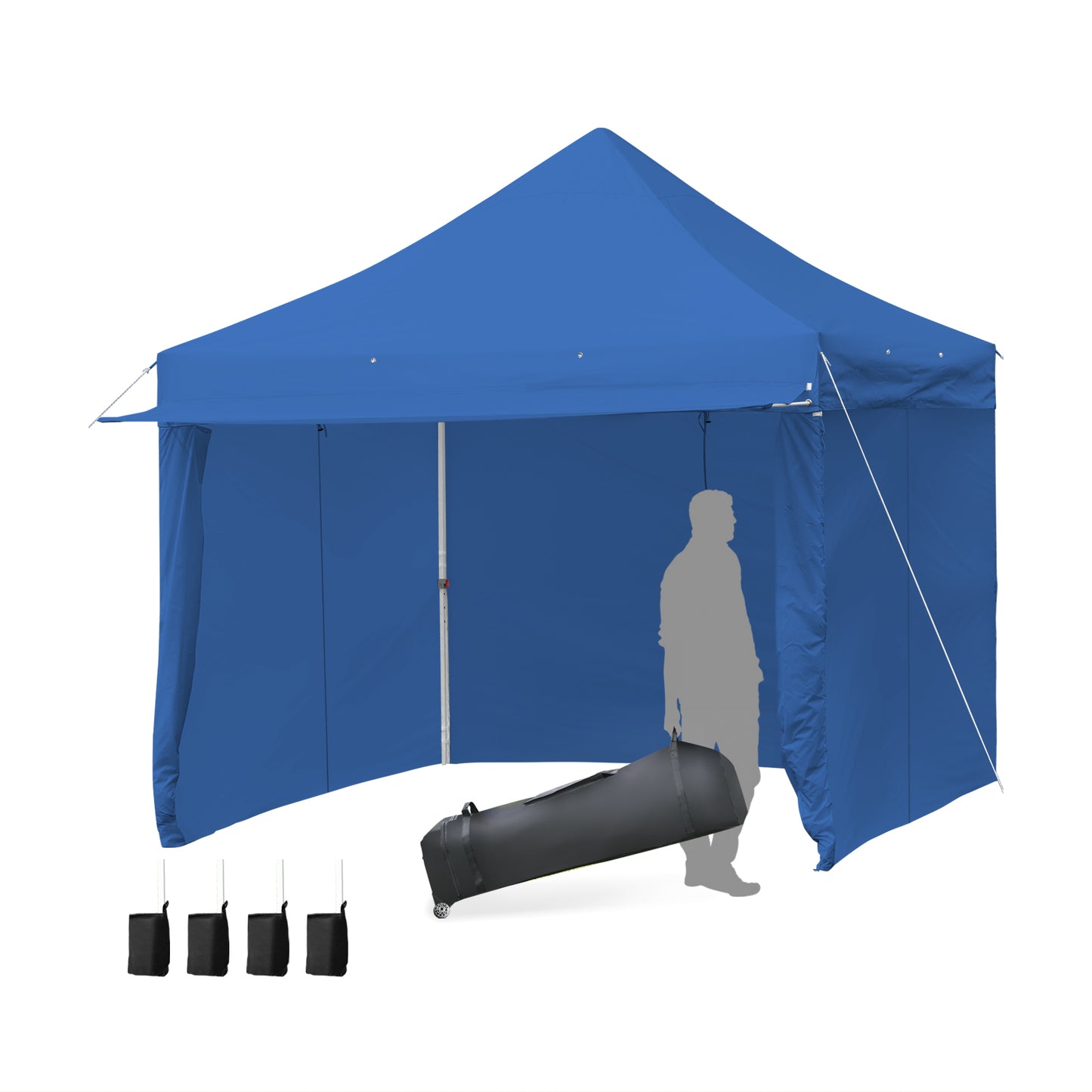 10 x 10 Feet Pop-up Gazebo with 5 Removable Zippered Sidewalls and Extended Awning-Blue Kids Crystal