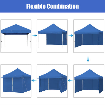 10 x 10 Feet Pop-up Gazebo with 5 Removable Zippered Sidewalls and Extended Awning-Blue