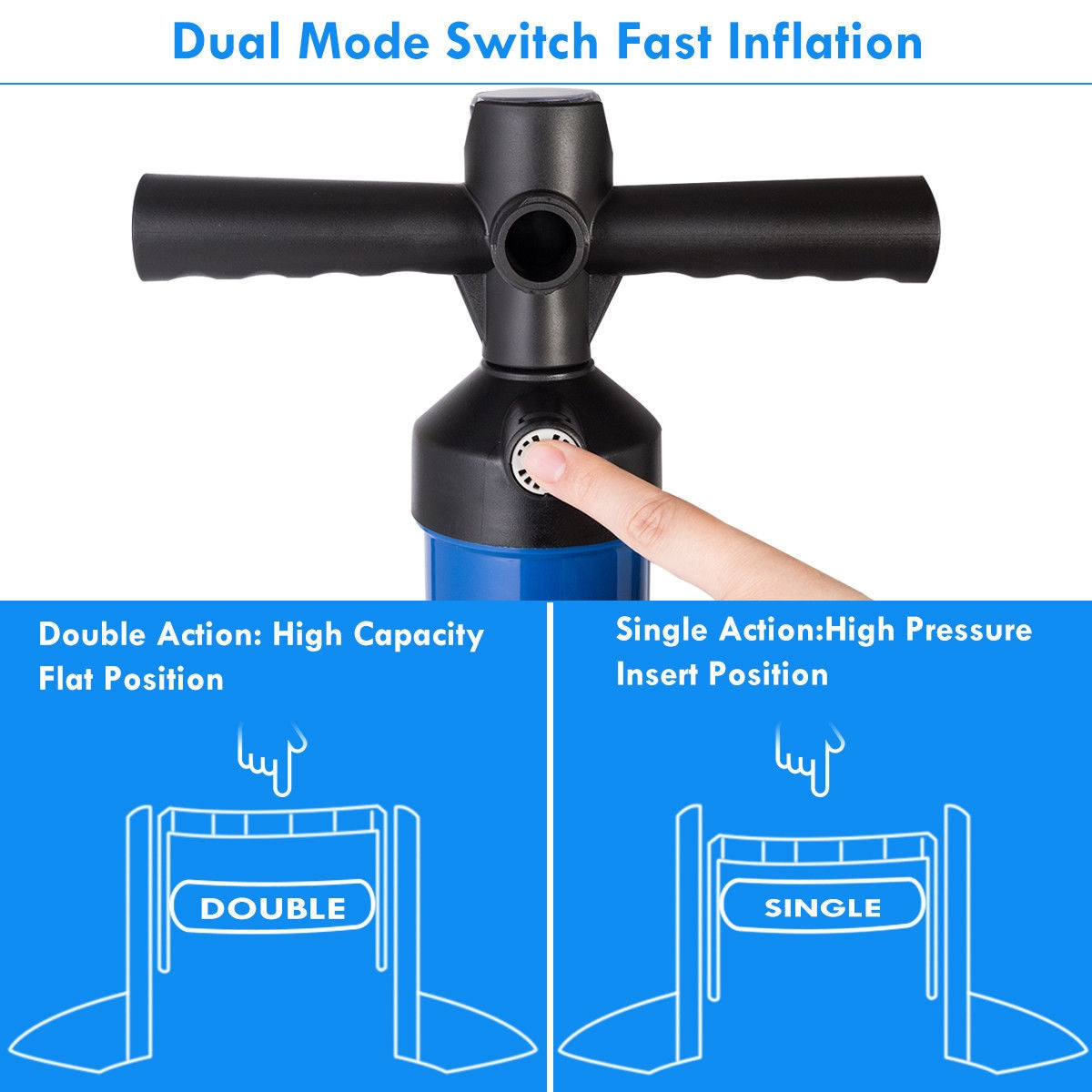 Double Action Manual inflation SUP Hand Pump with Gauge Kids Crystal