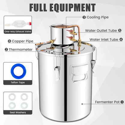 10 Gal 40 L Water Alcohol Distiller with 2 Stainless Steel Pots-10 Gal