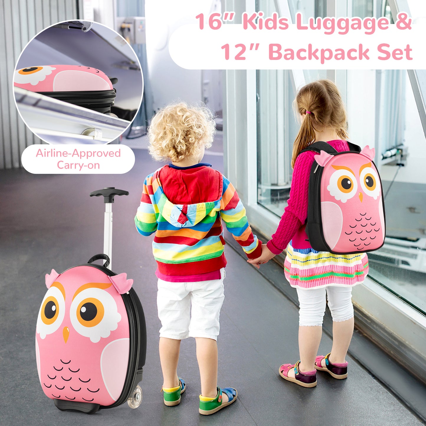 Lightweight and Portable Rolling Suitcase for Children-Pink Kids Crystal