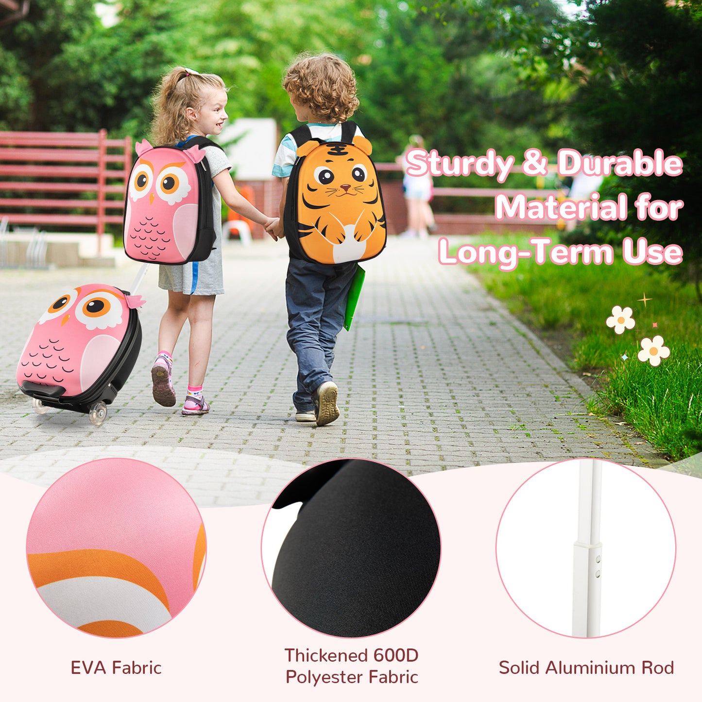 Lightweight and Portable Rolling Suitcase for Children-Pink Kids Crystal