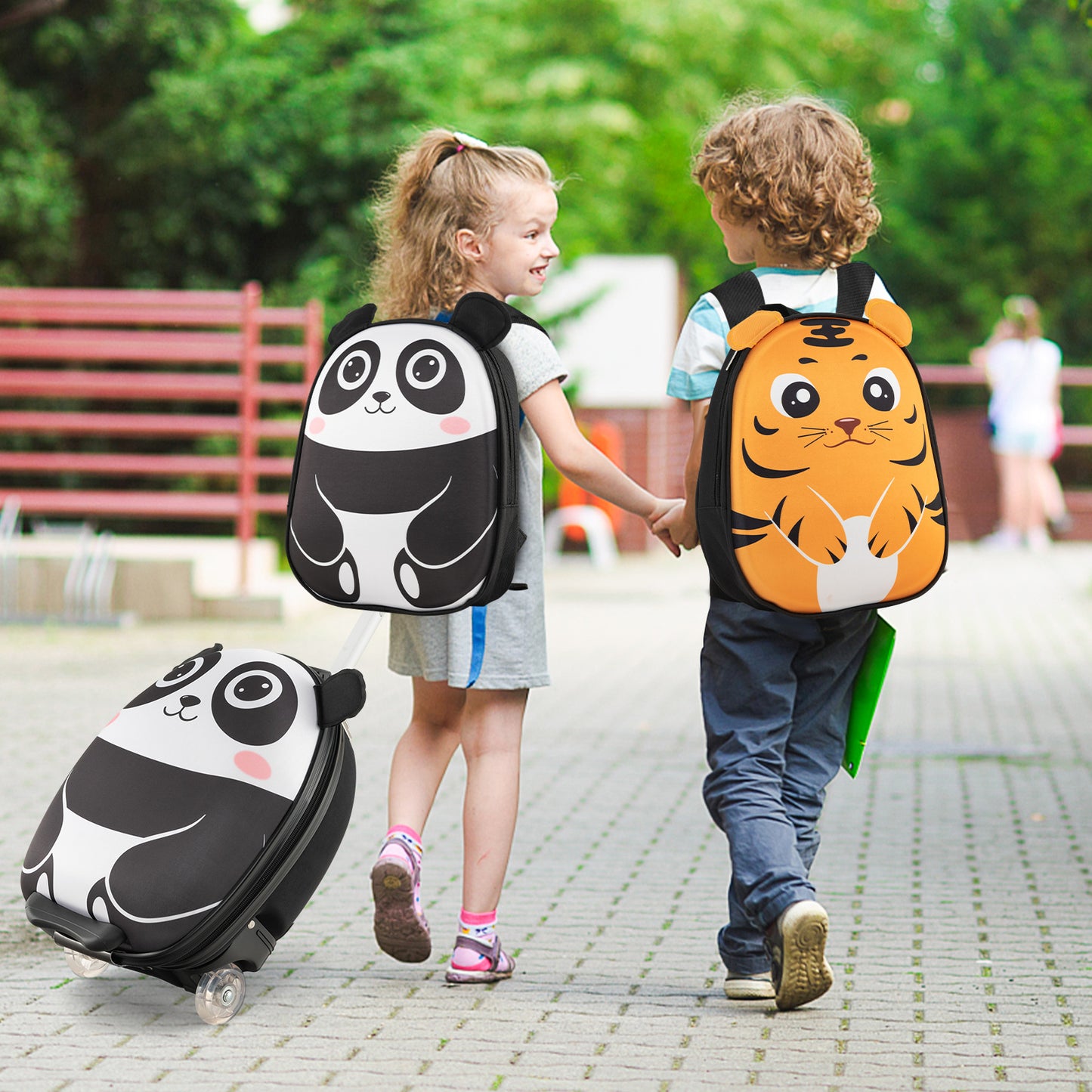 Lightweight and Portable Rolling Suitcase for Children-White Kids Crystal
