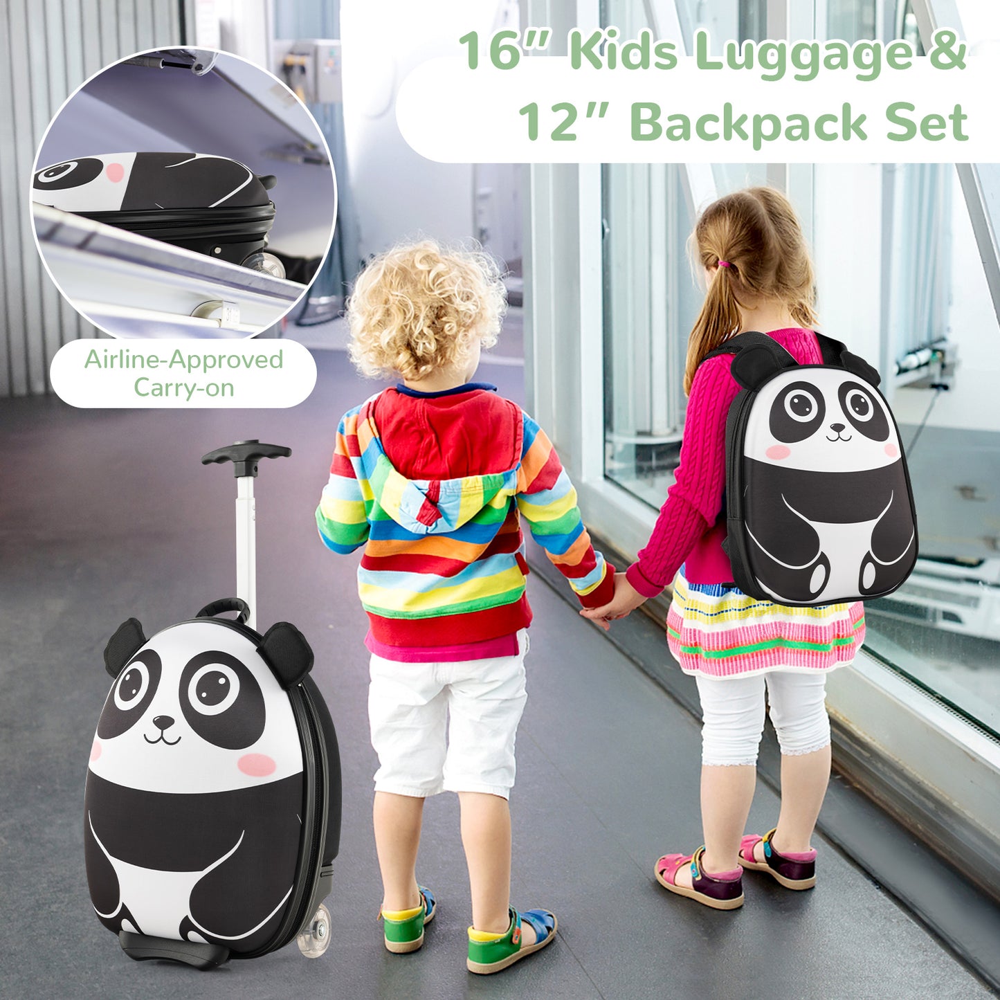 Lightweight and Portable Rolling Suitcase for Children-White Kids Crystal