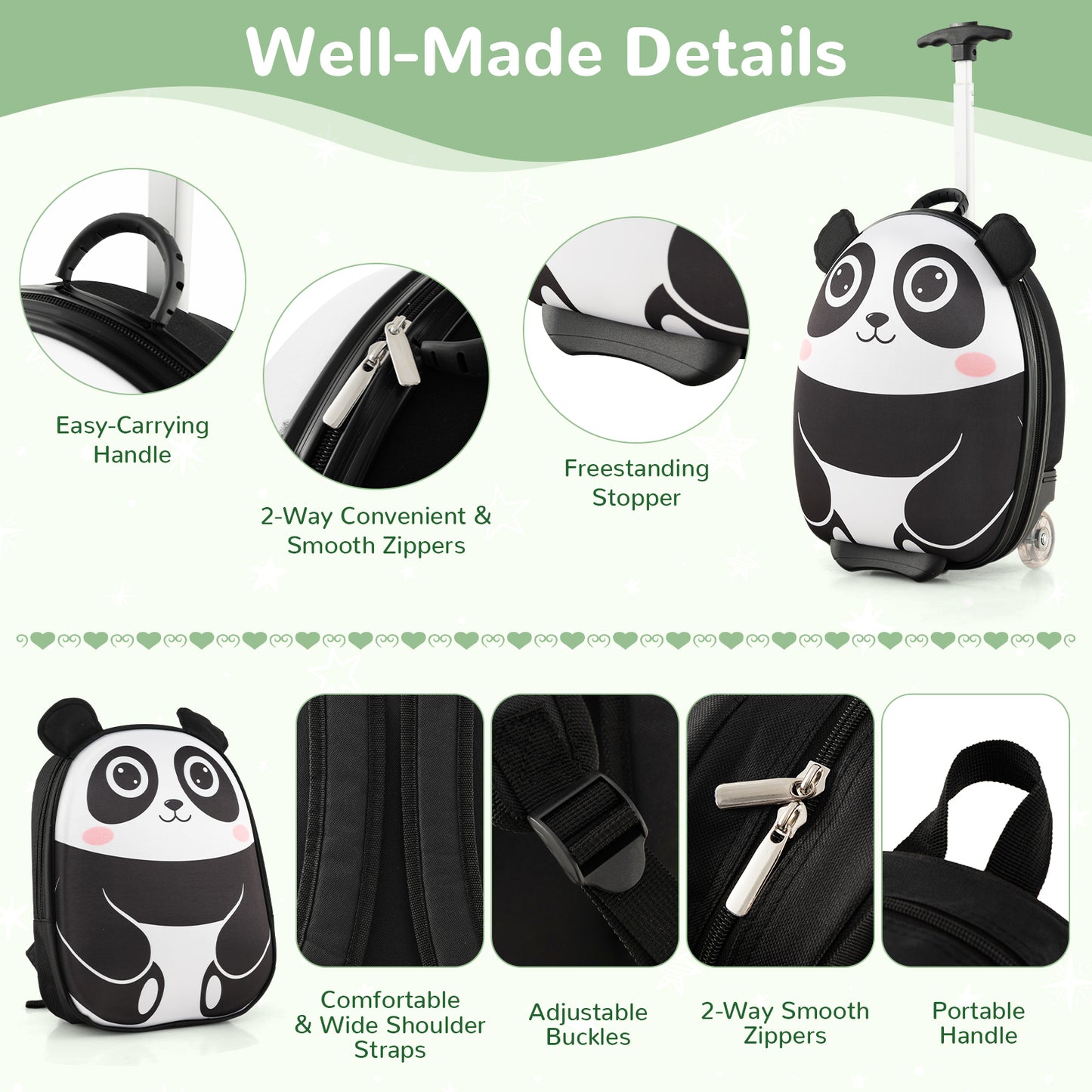 Lightweight and Portable Rolling Suitcase for Children-White Kids Crystal