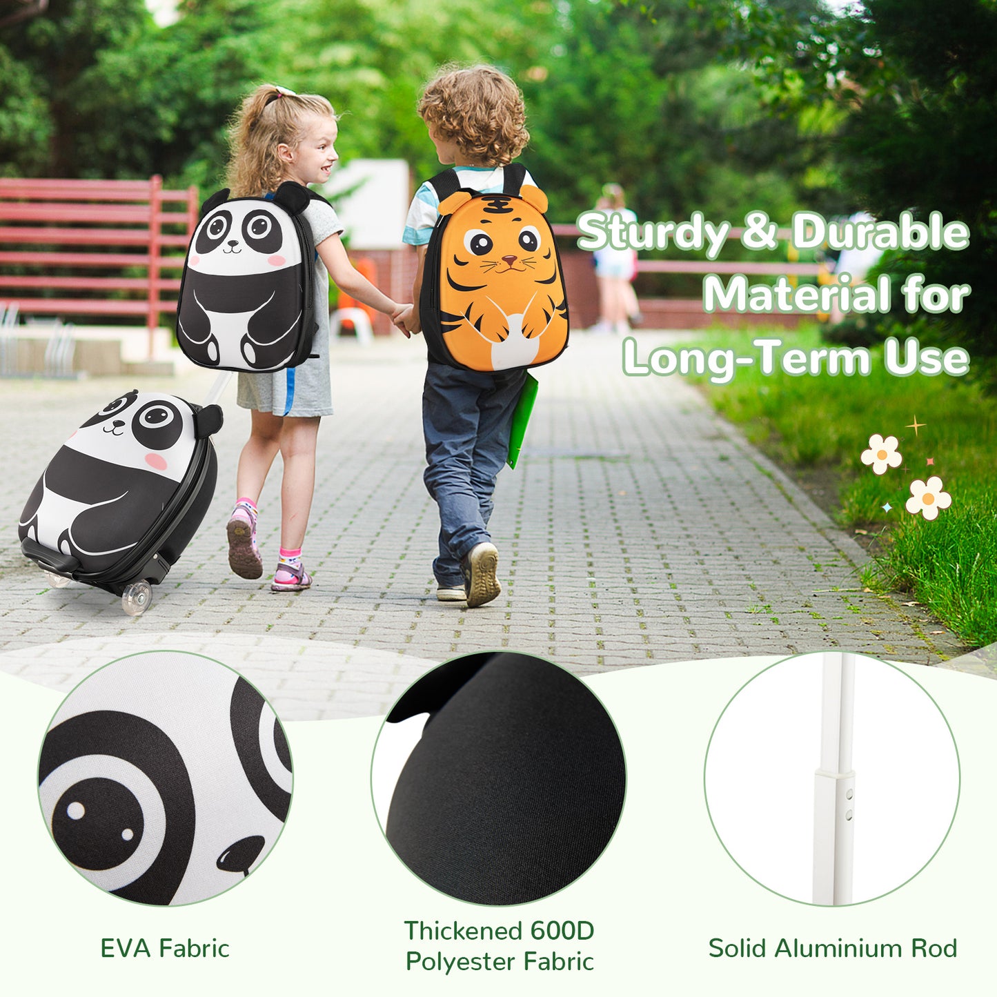 Lightweight and Portable Rolling Suitcase for Children-White Kids Crystal