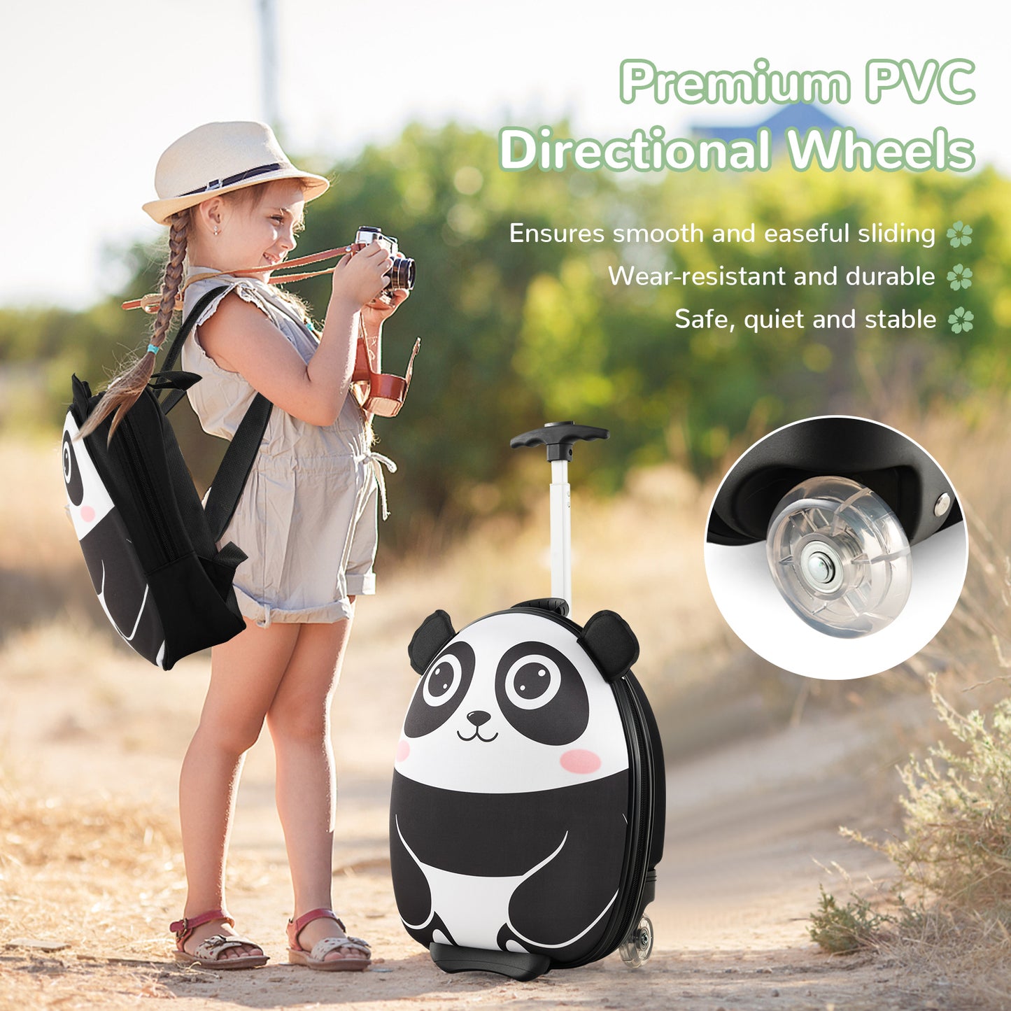 Lightweight and Portable Rolling Suitcase for Children-White Kids Crystal