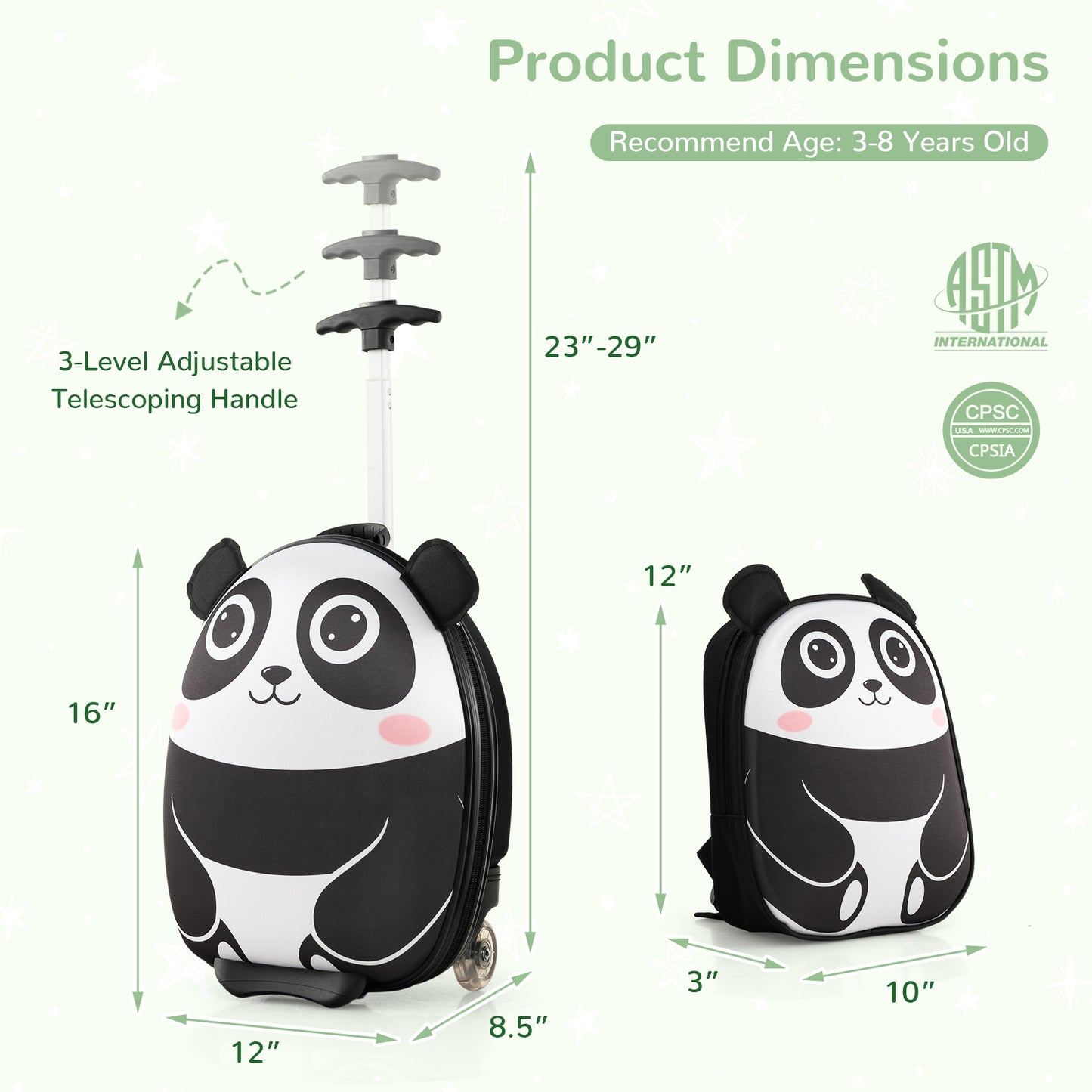 Lightweight and Portable Rolling Suitcase for Children-White Kids Crystal