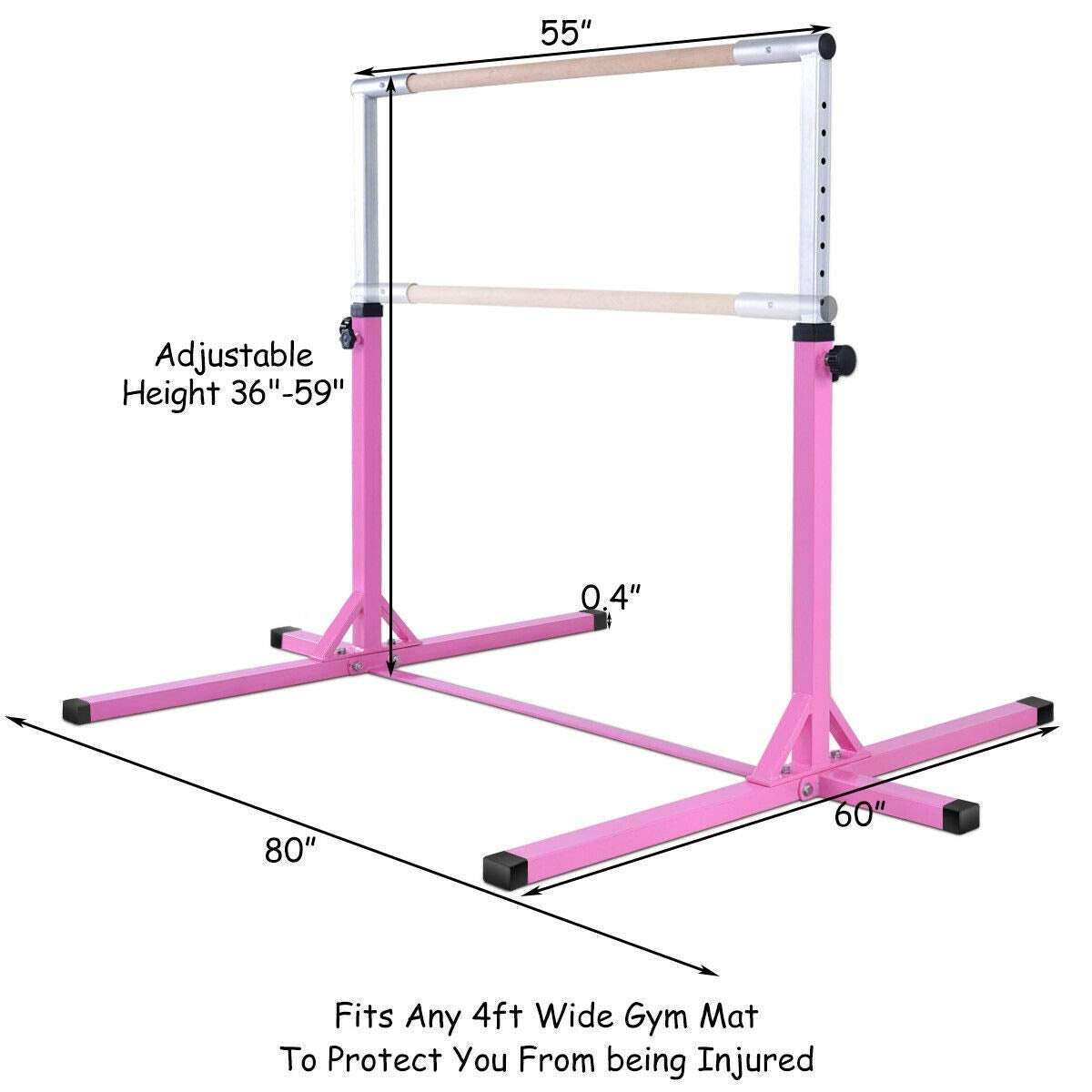 Adjustable Gymnastics Bar Horizontal Bar for Kids-Pink Kids Crystal
