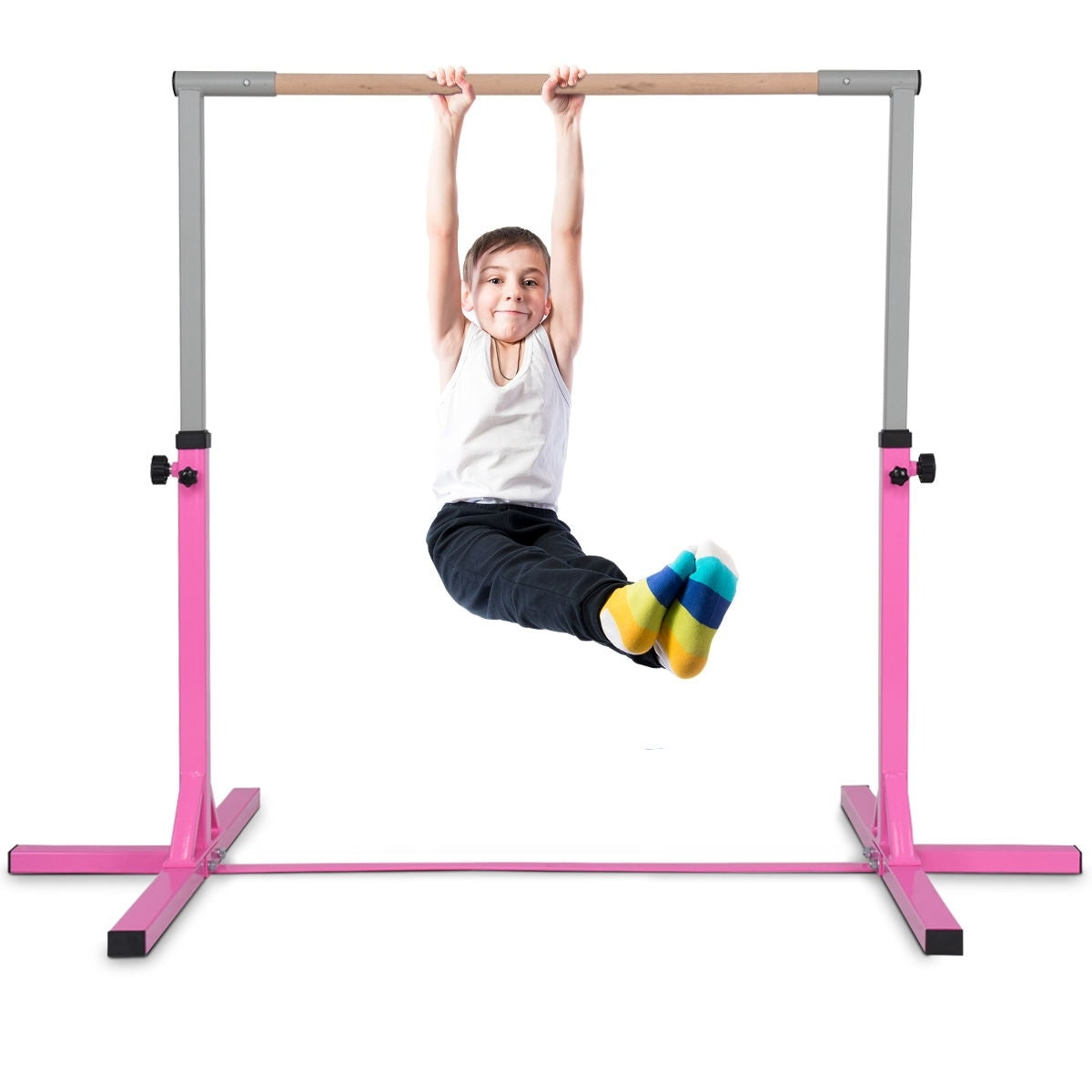 Adjustable Gymnastics Bar Horizontal Bar for Kids-Pink Kids Crystal