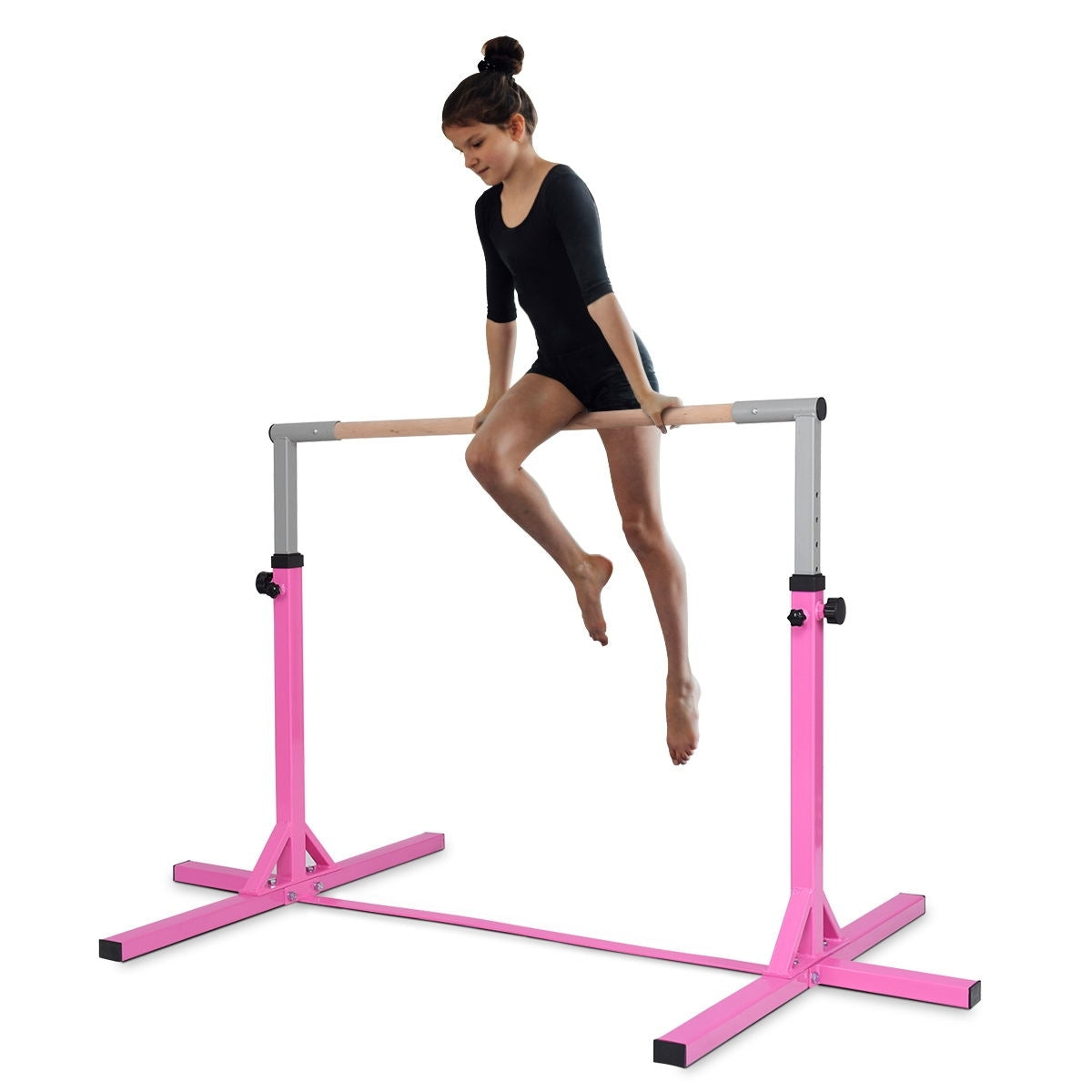 Adjustable Gymnastics Bar Horizontal Bar for Kids-Pink Kids Crystal