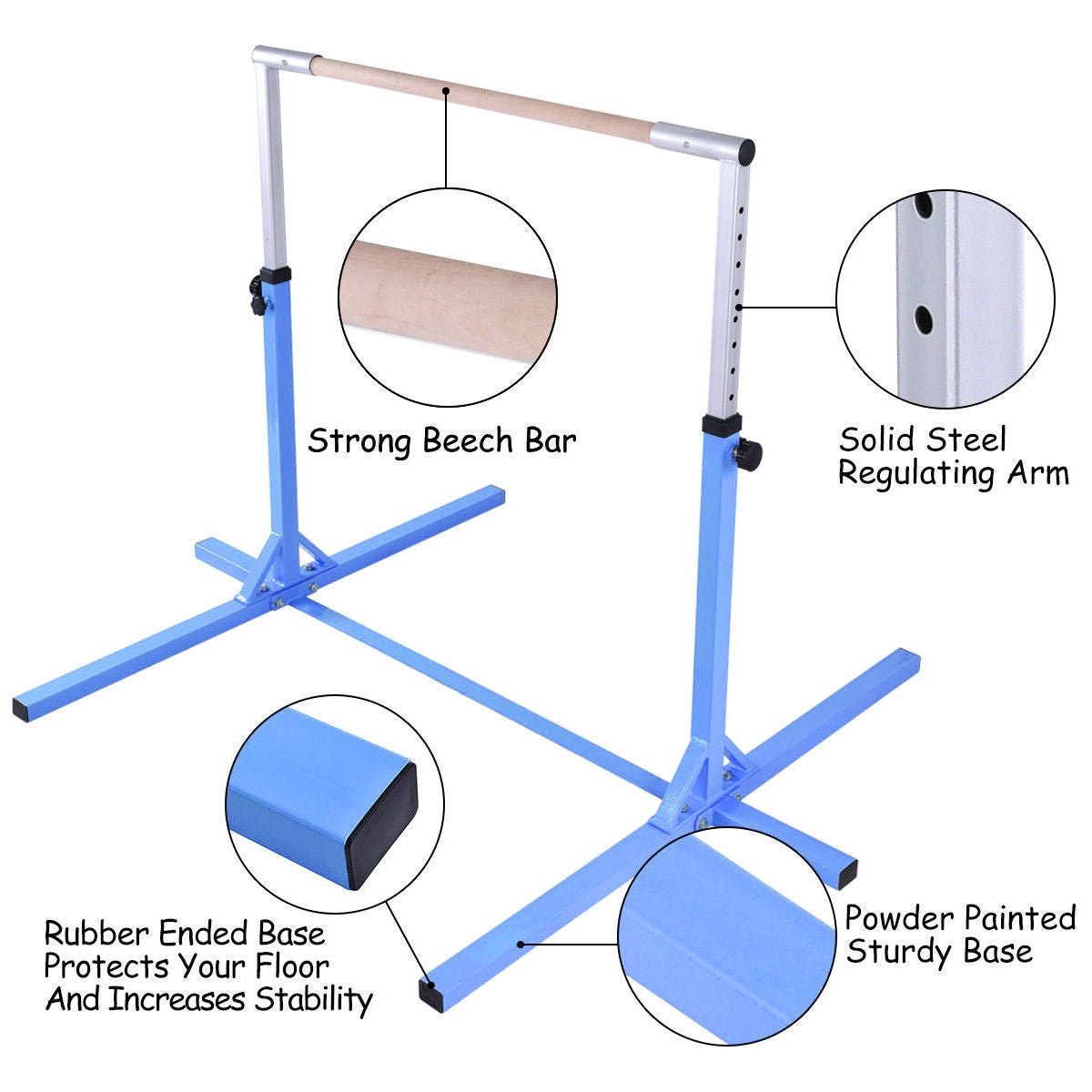 Adjustable Gymnastics Bar Horizontal Bar for Kids-Blue Kids Crystal