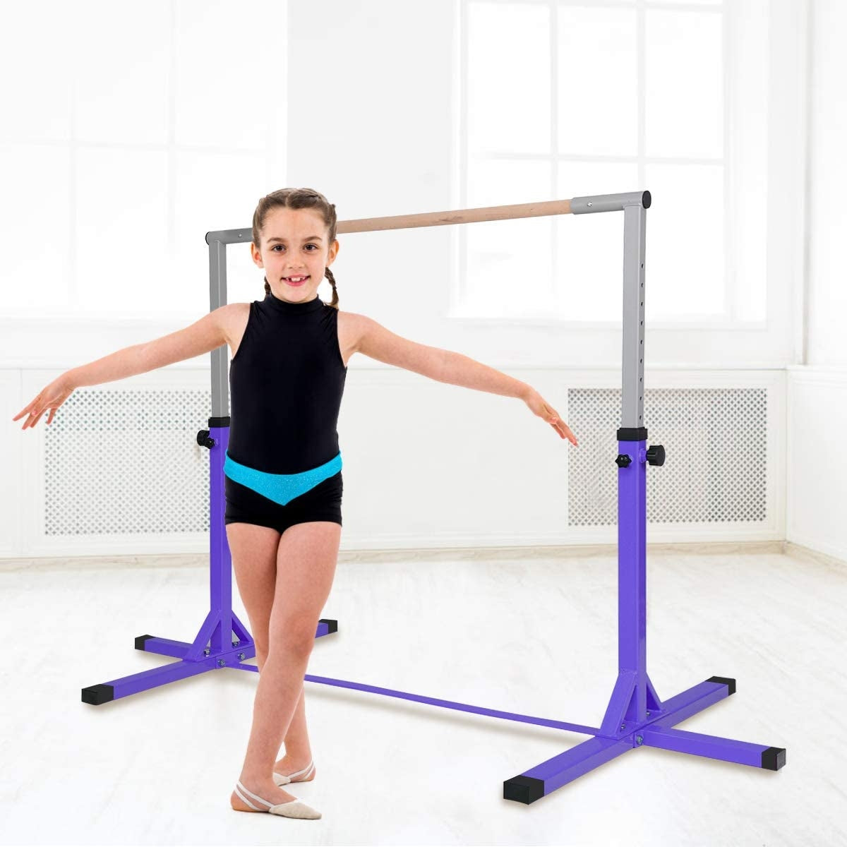 Adjustable Gymnastics Bar Horizontal Bar for Kids-Purple Kids Crystal