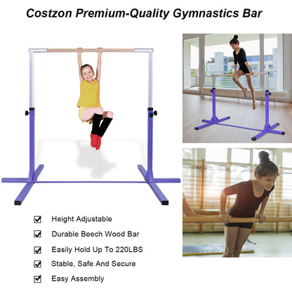 Adjustable Gymnastics Bar Horizontal Bar for Kids-Purple