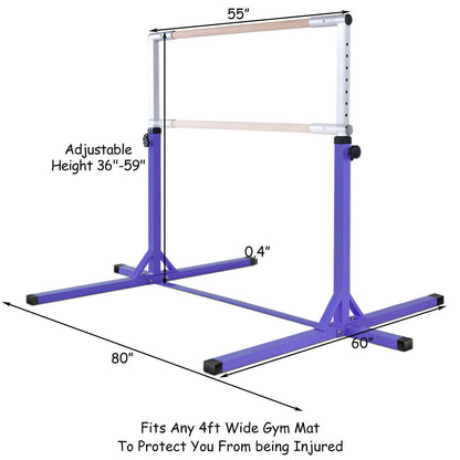 Adjustable Gymnastics Bar Horizontal Bar for Kids-Purple