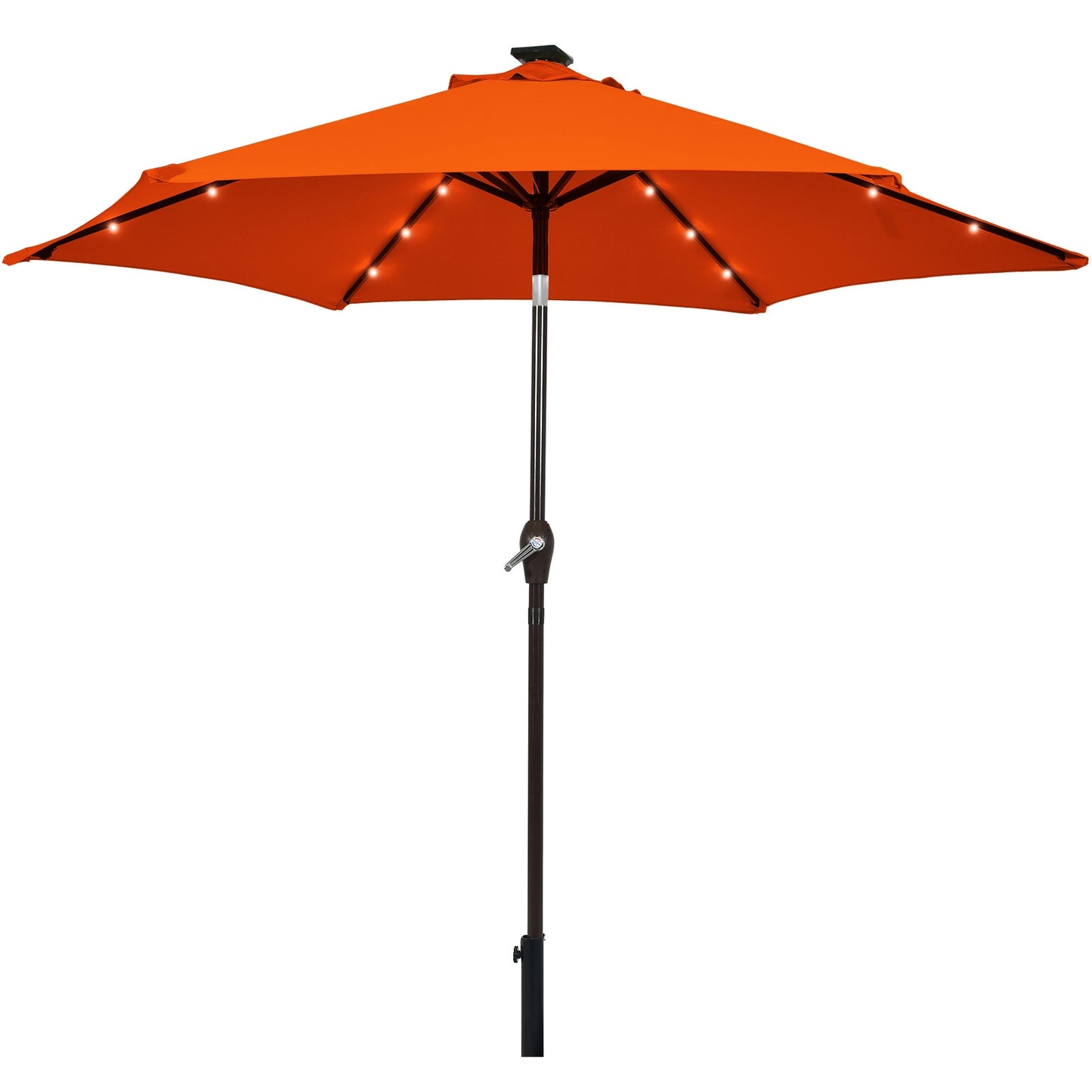 9 Inch Solar LED Lighted Patio Market Umbrella Tilt Adjustment Crank Lift-Orange Kids Crystal