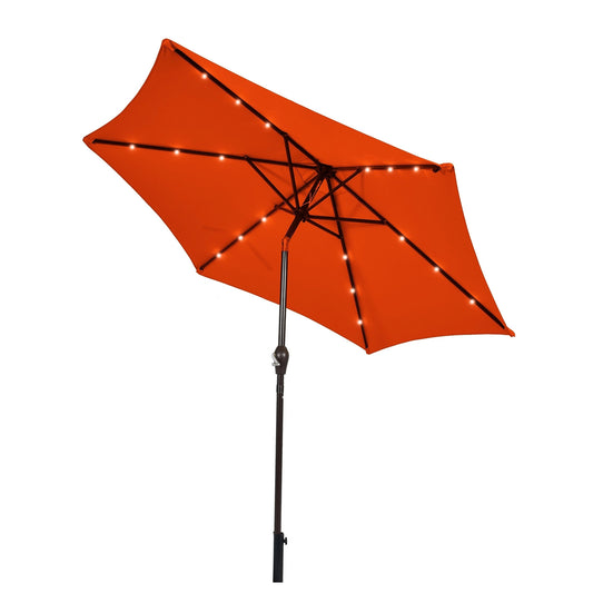 9 Inch Solar LED Lighted Patio Market Umbrella Tilt Adjustment Crank Lift-Orange Kids Crystal
