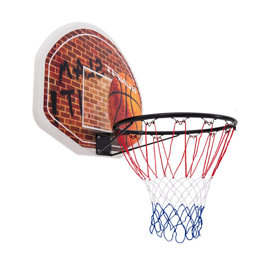 Wall Mounted Fan Backboard with Basketball Hoop and 2 Nets Kids Crystal