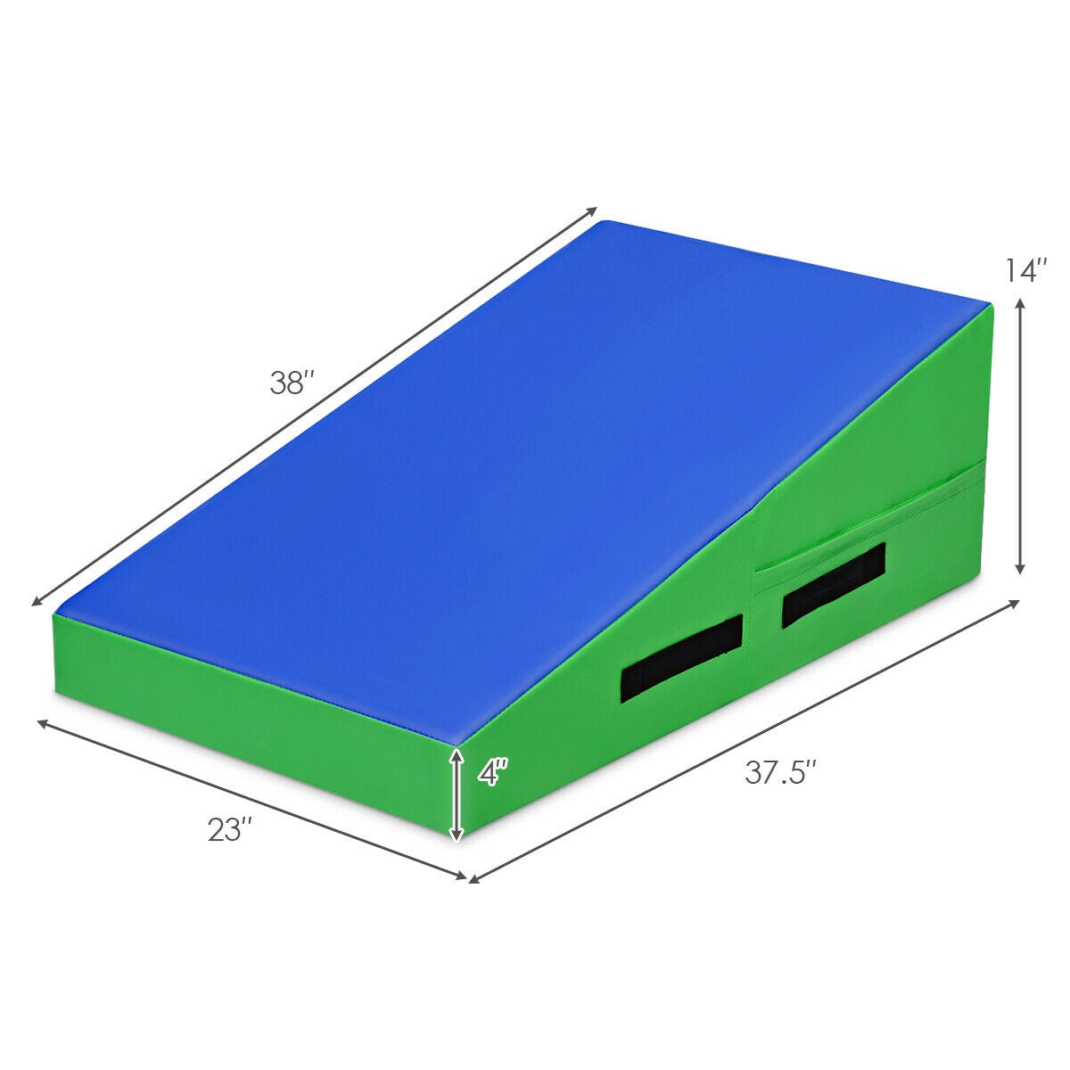 Incline Gymnastics Mat Wedge Ramp Gym Tumbling Exercise Mat-Blue & Green Kids Crystal