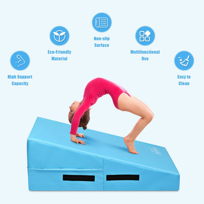 Incline Gymnastics Mat Wedge Ramp Gym Tumbling Exercise Mat-Blue