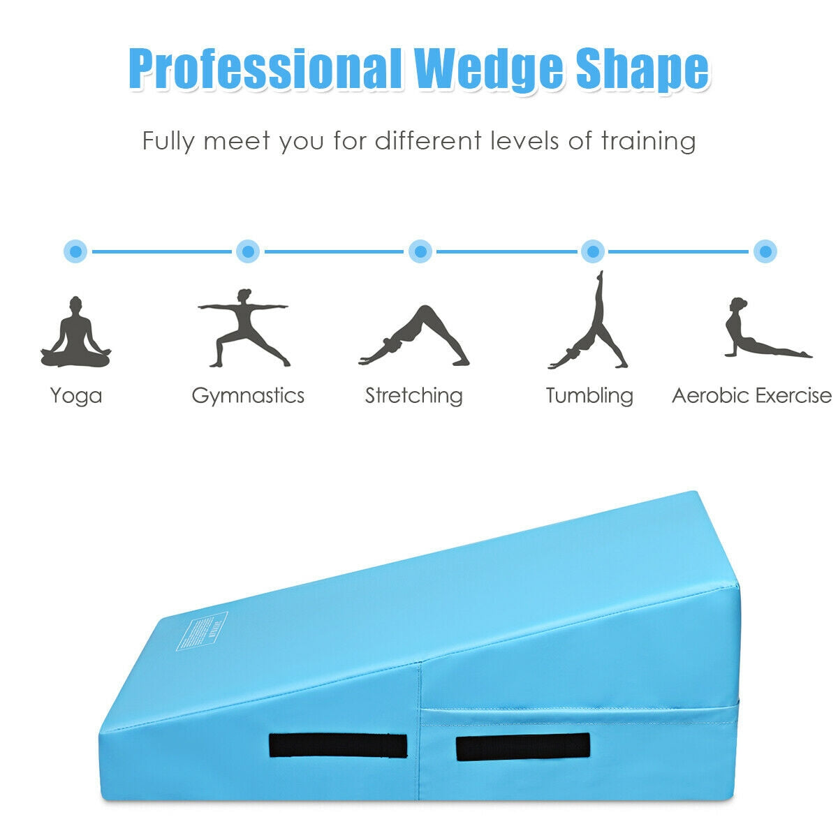 Incline Gymnastics Mat Wedge Ramp Gym Tumbling Exercise Mat-Blue Kids Crystal