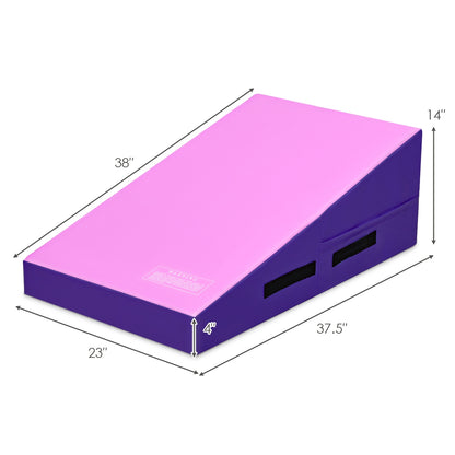 Incline Gymnastics Mat Wedge Ramp Gym Tumbling Exercise Mat-Pink& Purple