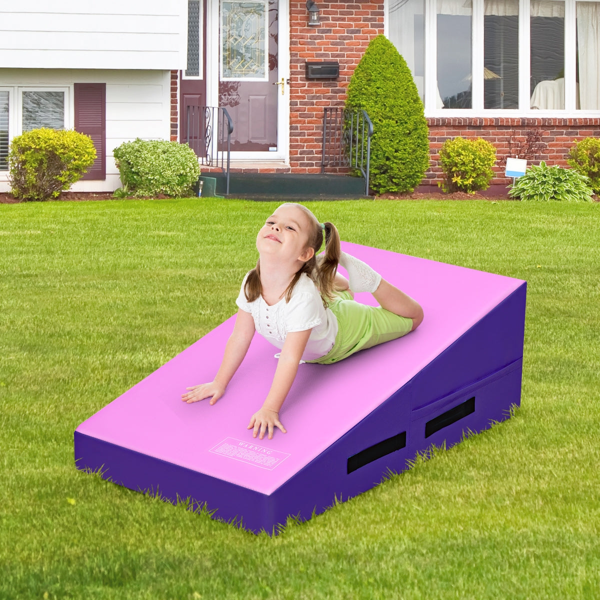 Incline Gymnastics Mat Wedge Ramp Gym Tumbling Exercise Mat-Pink& Purple Kids Crystal