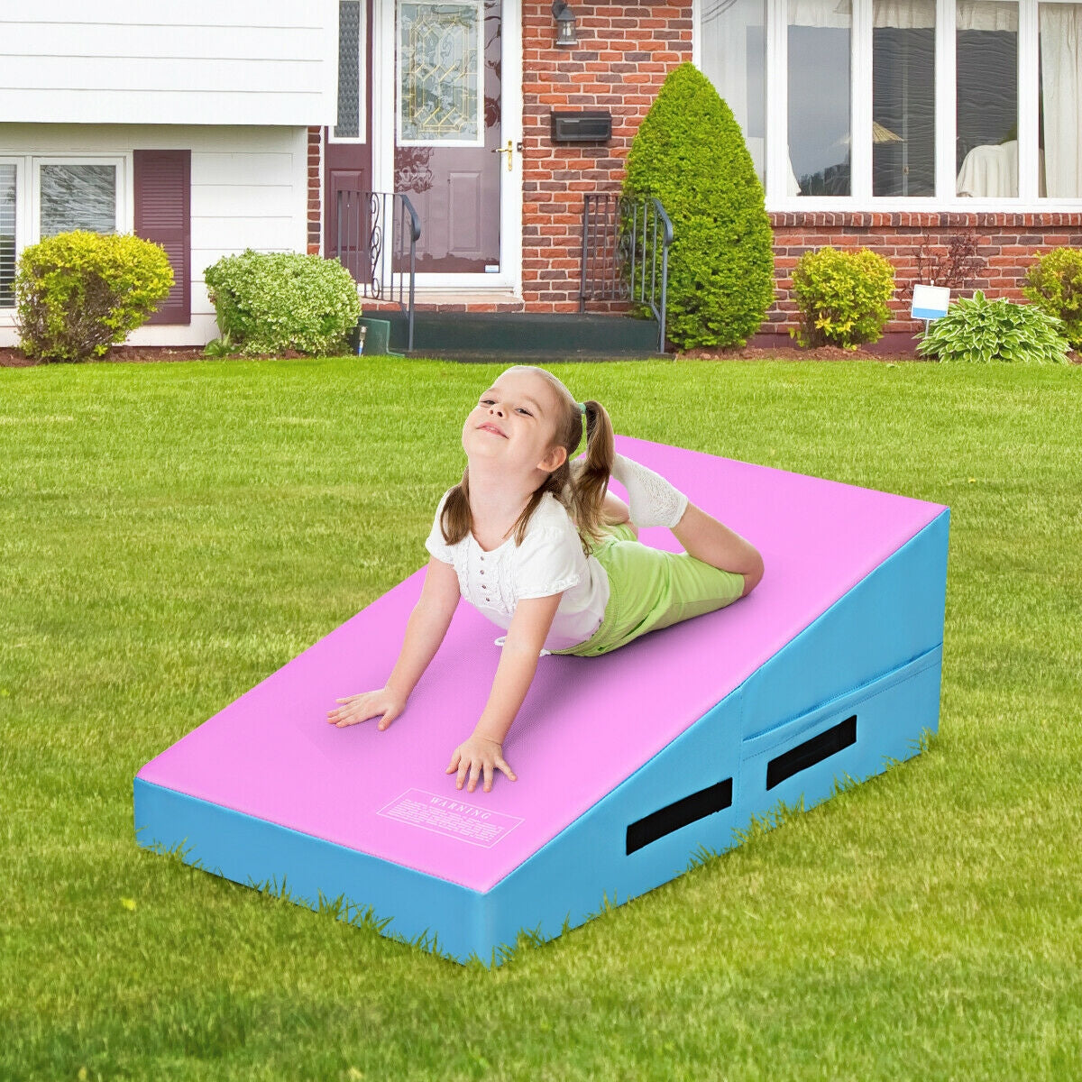 Incline Gymnastics Mat Wedge Ramp Gym Tumbling Exercise Mat-Pink & Blue Kids Crystal