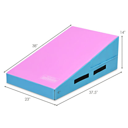 Incline Gymnastics Mat Wedge Ramp Gym Tumbling Exercise Mat-Pink & Blue
