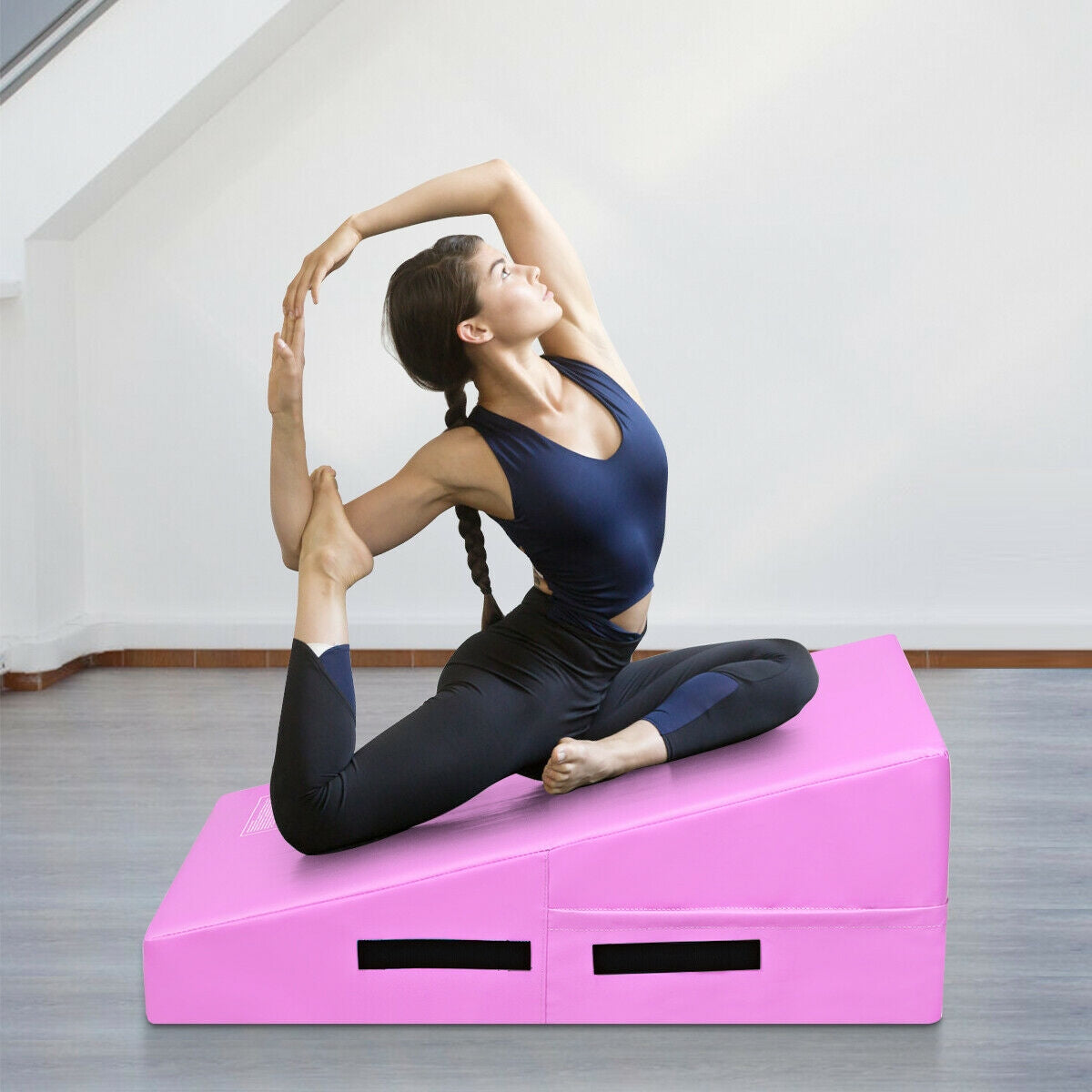 Incline Gymnastics Mat Wedge Ramp for Tumbling Exercise-Pink Kids Crystal