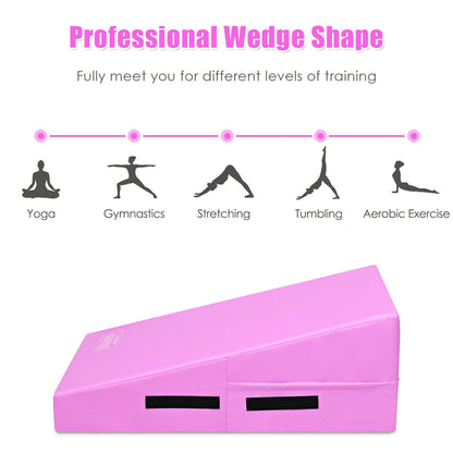 Incline Gymnastics Mat Wedge Ramp for Tumbling Exercise-Pink