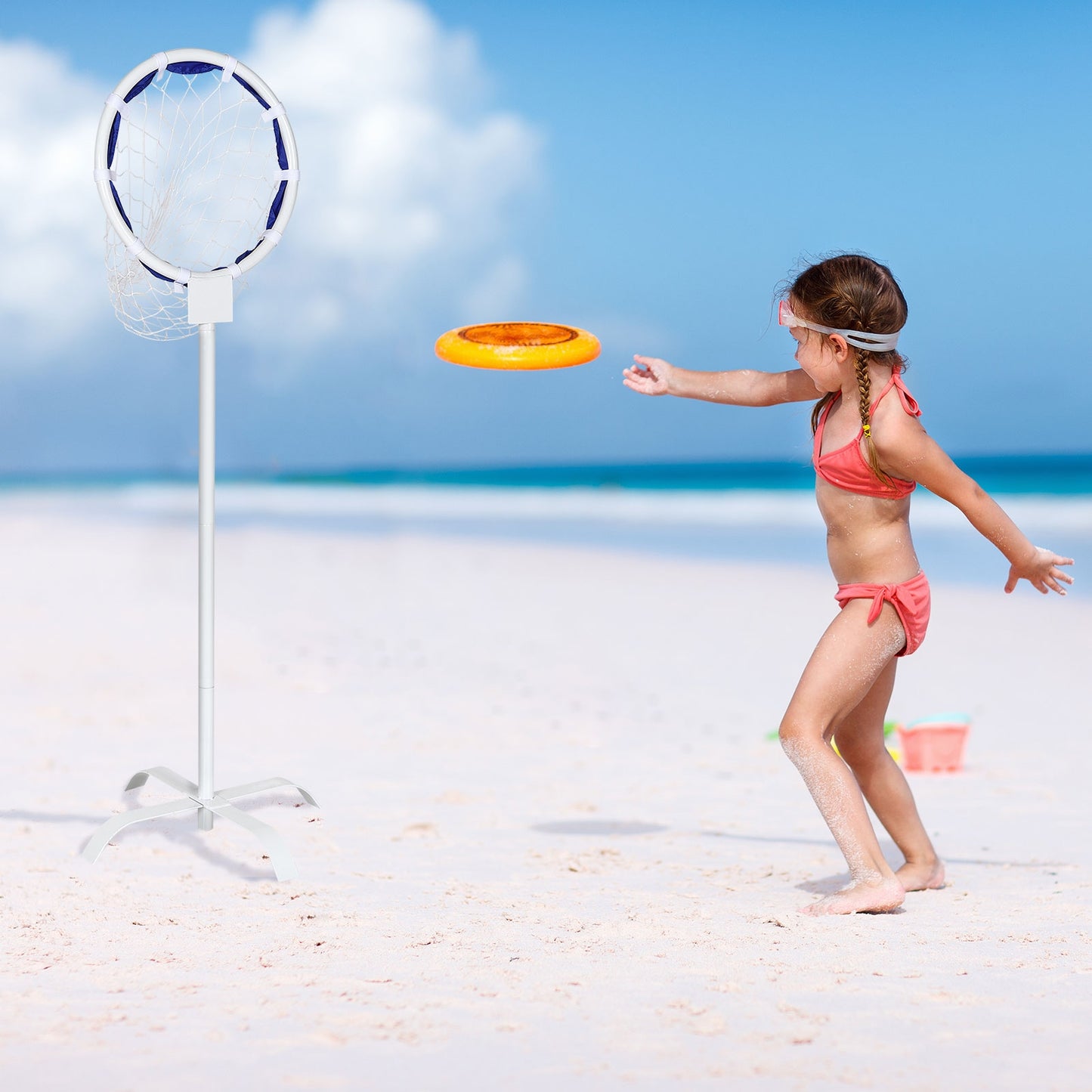 Portable Metal Flying Disc Stand with Storage Bag Kids Crystal