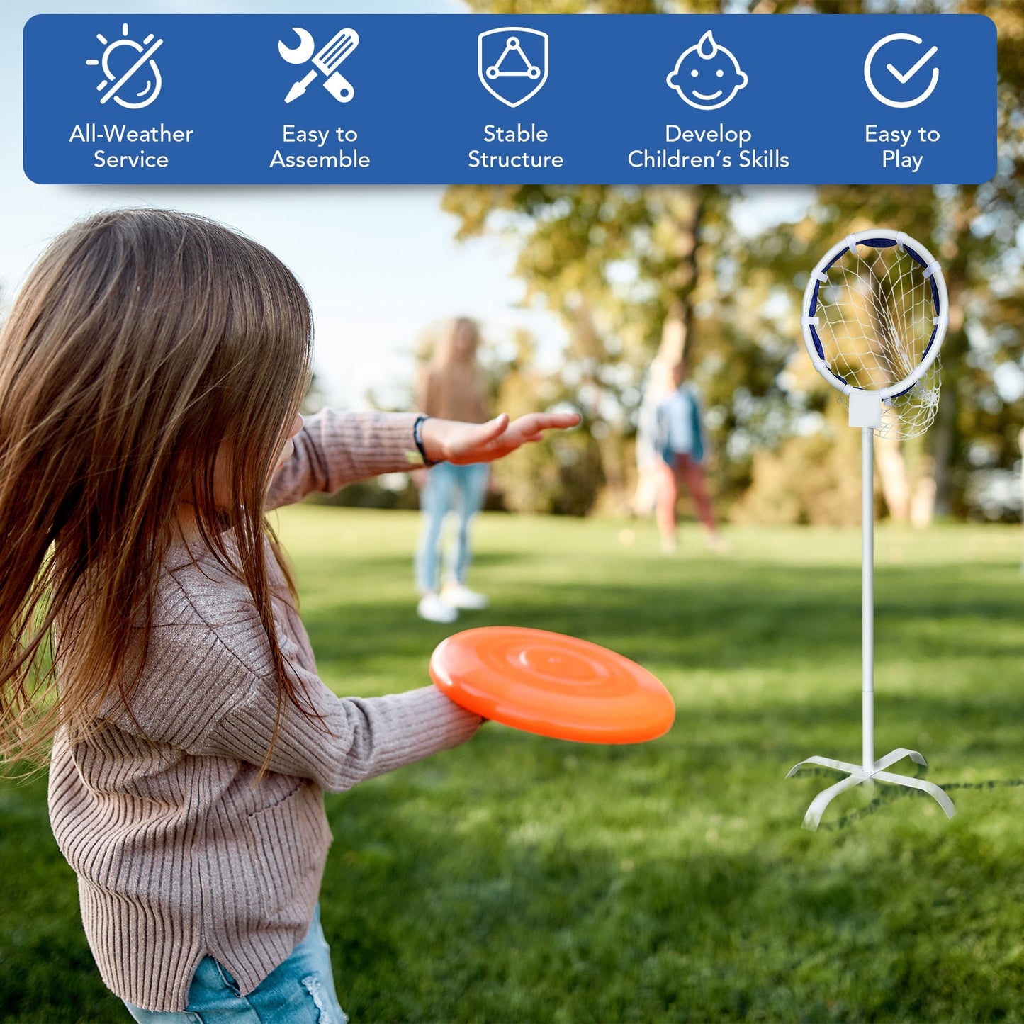 Portable Metal Flying Disc Stand with Storage Bag Kids Crystal