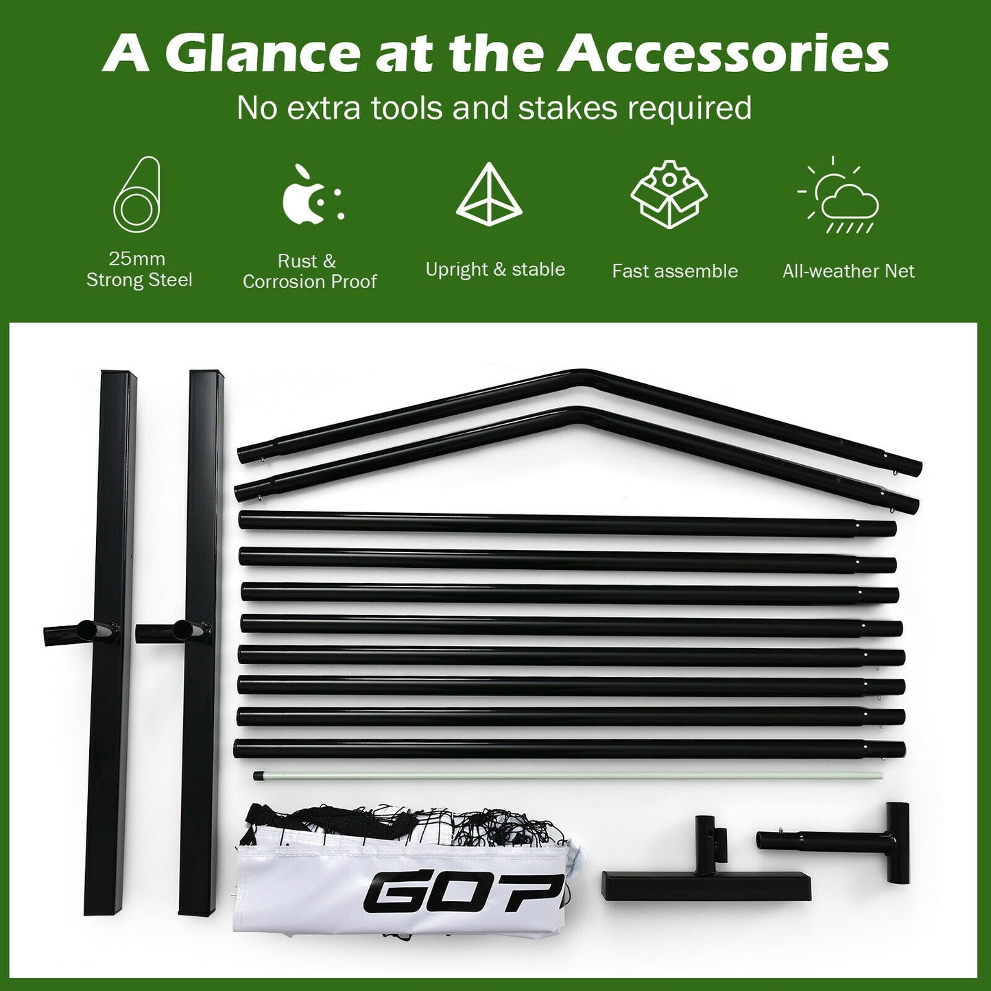 22 Feet Portable Pickleball Net Set System with Carry Bag for Indoor Outdoor Game Kids Crystal